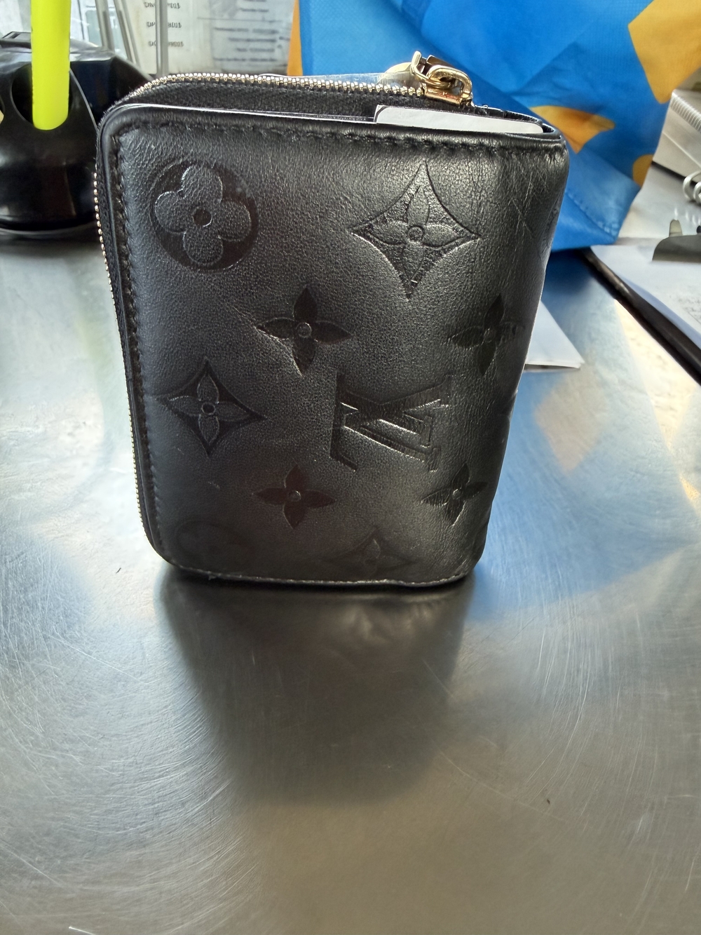Louis Vuitton Black Embossed Monogram Zip Wallet